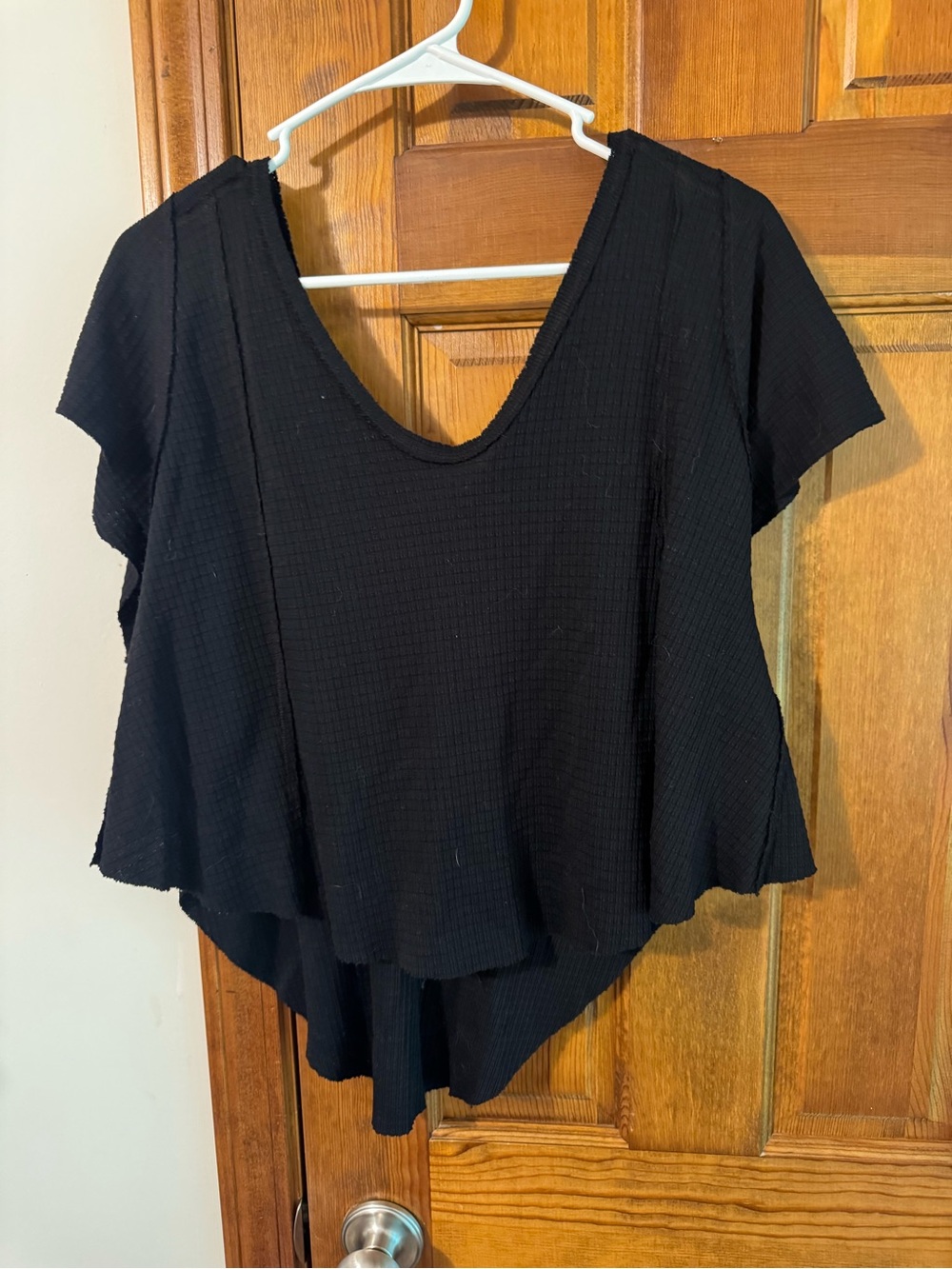 We The Free Black Short Sleeve Scoop Neck Top
